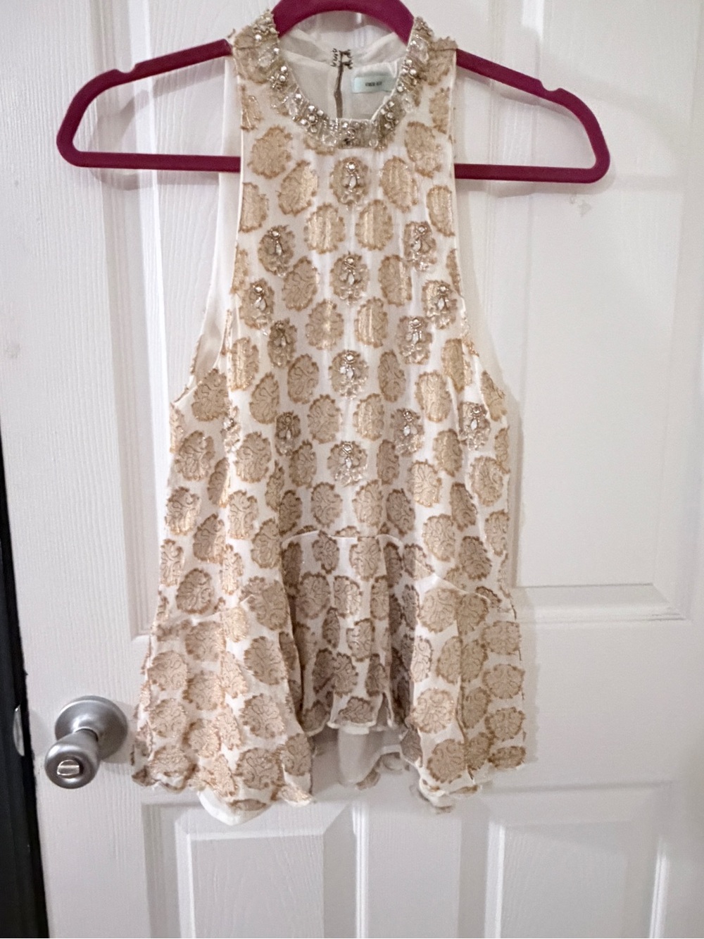 Kimchi Blue Cream Embellished Peplum Top